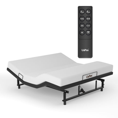 UniPon Adjustable King Bed Frame with Remote and USB Charging Station, Electric Bed Base, Zero Gravity, Head and Foot Incline, Easy Assembly (79" L x 74" W x 13" H) UniPon