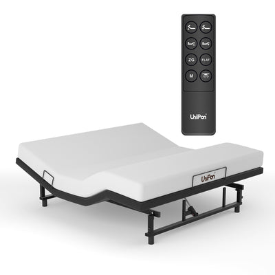 UniPon Adjustable King Bed Frame with Remote and USB Charging Station, Electric Bed Base, Zero Gravity, Head and Foot Incline, Easy Assembly (79" L x 74" W x 13" H)