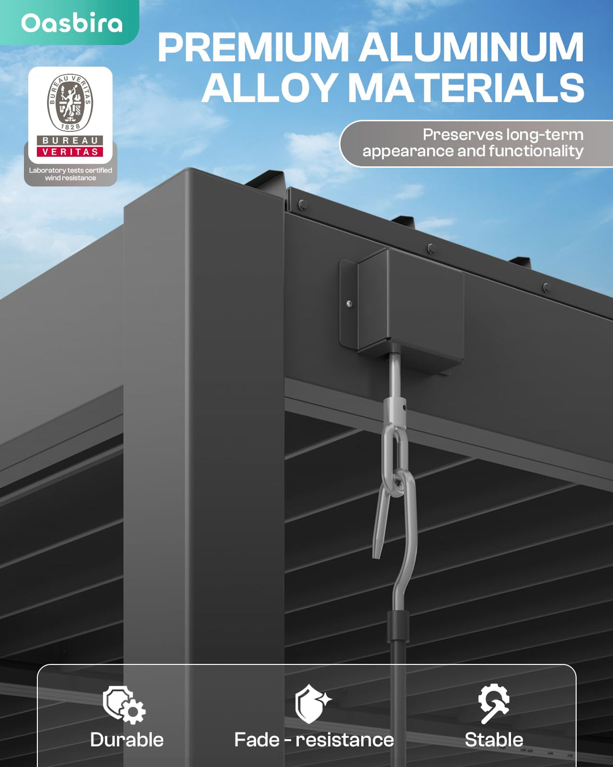 Louvered Pergola, 10 x 10 Aluminum Pergola, Outdoor Modern Design with Adjustable Roof and Hidden Drainage System, Durable for Gardens,Garden Yard, Deck (Dark Gray, 10x10) Oasbira