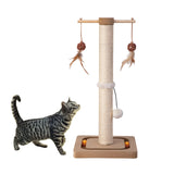 PEEKAB Cat Scratching Post Premium Sisal Scratch Posts with Tracking Interactive Toys Vertical Scratcher for Indoor Cats and Kittens- 25 inches Beige PEEKAB