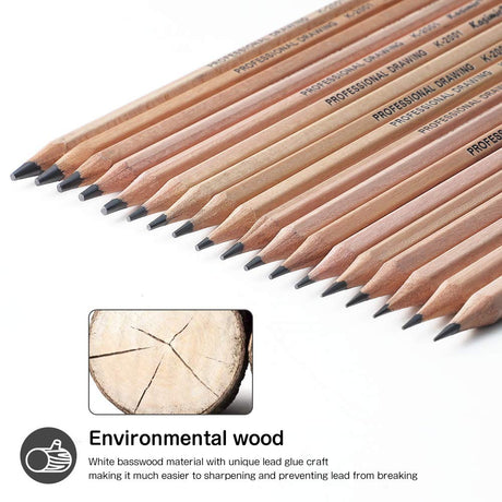 Drawing Pencils, Sketch Pencils Graphite 12B 8B 7B 6B 5B 4B 3B 2B B HB 2H and Charcoals Art Supplies for Sketching and Drawing,Pencil Set for Artists or Kids SouthStar