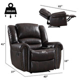 CANMOV Leather Recliner Chair, Classic and Traditional Manual Recliner Chair with Comfortable Arms and Back Single Sofa for Living Room, Dark Brown CANMOV