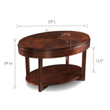Leick Home 10109-CH Oval Small Coffee Table with Shelf, Chocolate Cherry, 23 in x 33 in x 19 Leick Home