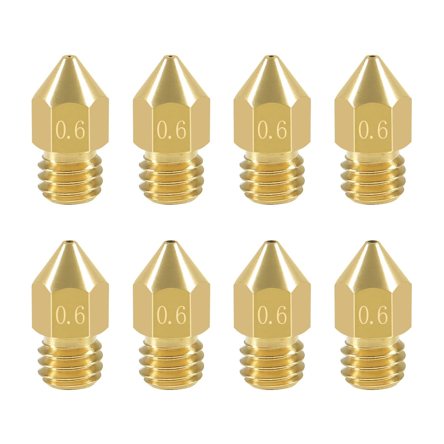 Aokin 8 Pcs 0.6mm MK8 Extruder Nozzles 3D Printer Nozzles for Creality Ender 3/3 Pro/3 V2, Ender 5/5 Pro, CR-10/10S, Makerbot, Anet A8 3D Printer - WoodArtSupply