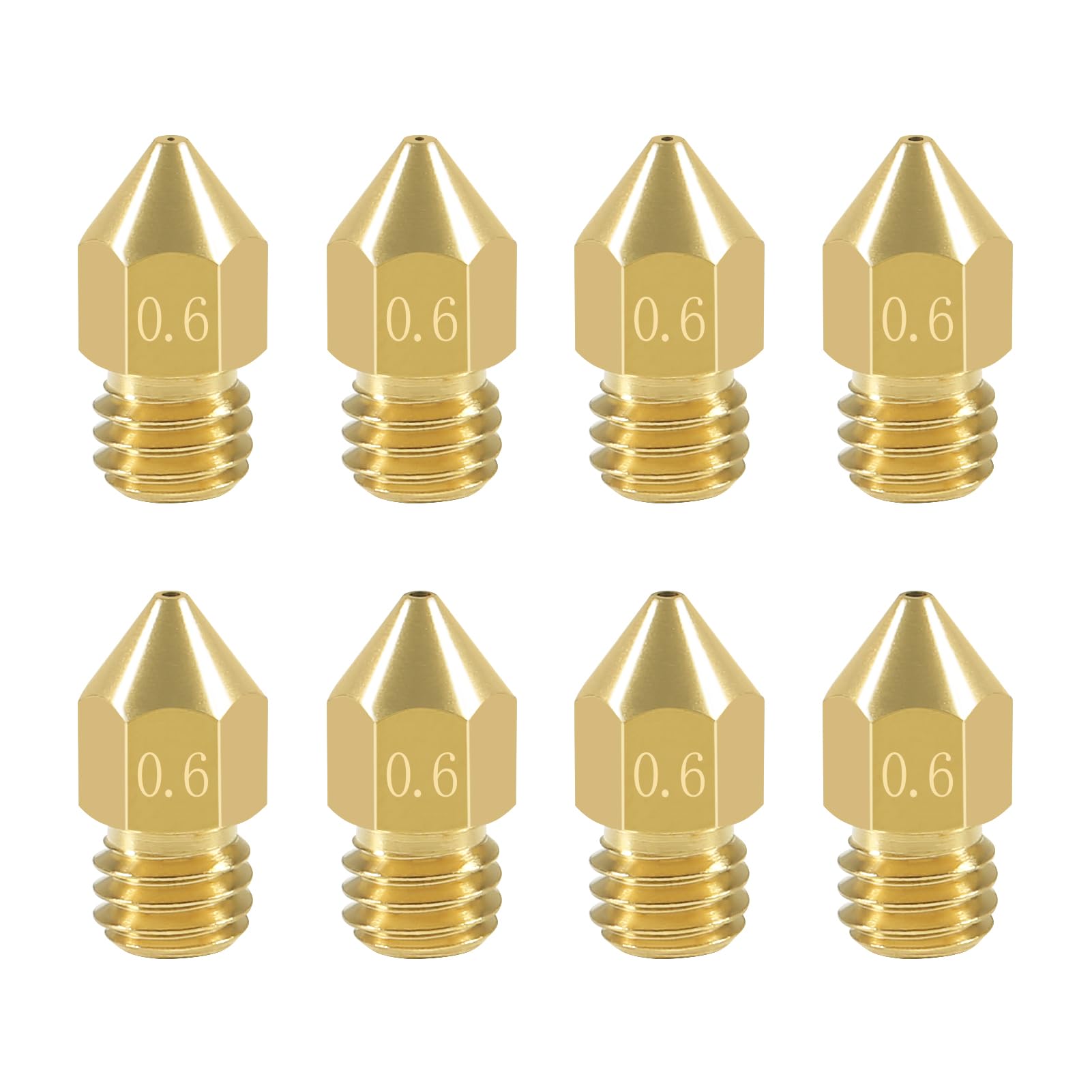 Aokin 8 Pcs 0.6mm MK8 Extruder Nozzles 3D Printer Nozzles for Creality Ender 3/3 Pro/3 V2, Ender 5/5 Pro, CR-10/10S, Makerbot, Anet A8 3D Printer - WoodArtSupply