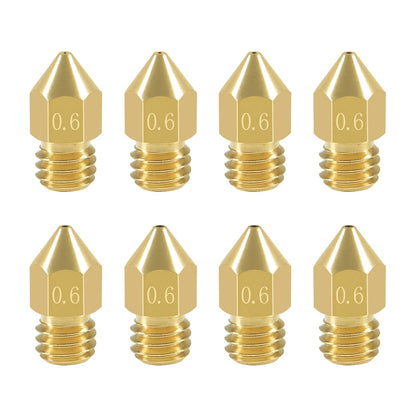 Aokin 8 Pcs 0.6mm MK8 Extruder Nozzles 3D Printer Nozzles for Creality Ender 3/3 Pro/3 V2, Ender 5/5 Pro, CR-10/10S, Makerbot, Anet A8 3D Printer - WoodArtSupply