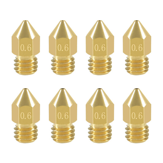 Aokin 8 Pcs 0.6mm MK8 Extruder Nozzles 3D Printer Nozzles for Creality Ender 3/3 Pro/3 V2, Ender 5/5 Pro, CR-10/10S, Makerbot, Anet A8 3D Printer - WoodArtSupply