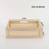 YRMT Wooden Baskets Shallow Wood Storage Basket Crate with Handles Decorative Storage Bins Organizer Rustic Farmhouse Countertop Basket for Shelves,Pantry,Kitchen YRMTKIHE