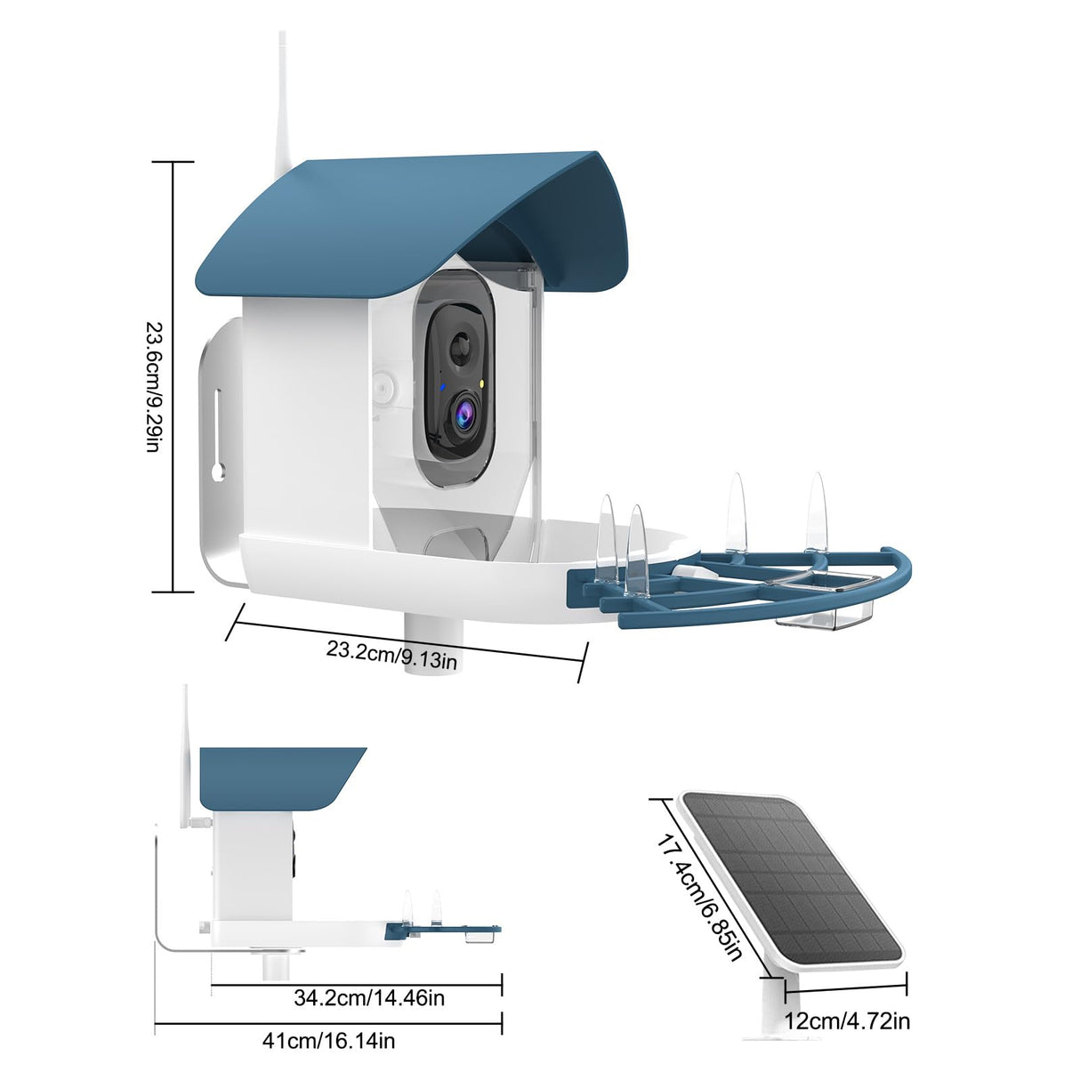 Bird Feeder with Camera,AI Identify Birds Species,Smart Birds Camera with Solar Powered,Auto Record 1080P Birds Video in Backyard,Instant Notifications,Ideal Gifts for Family and Bird Lovers,Navy Blue Fazoxo
