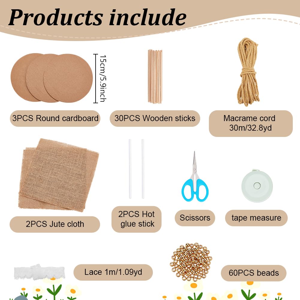 FREEBLOSS Macrame Cord Woven Basket Kit for Beginners Storage Basket DIY Storage Bins Basket Making Supplies DIY Basket Organizer for Bedroom FREEBLOSS