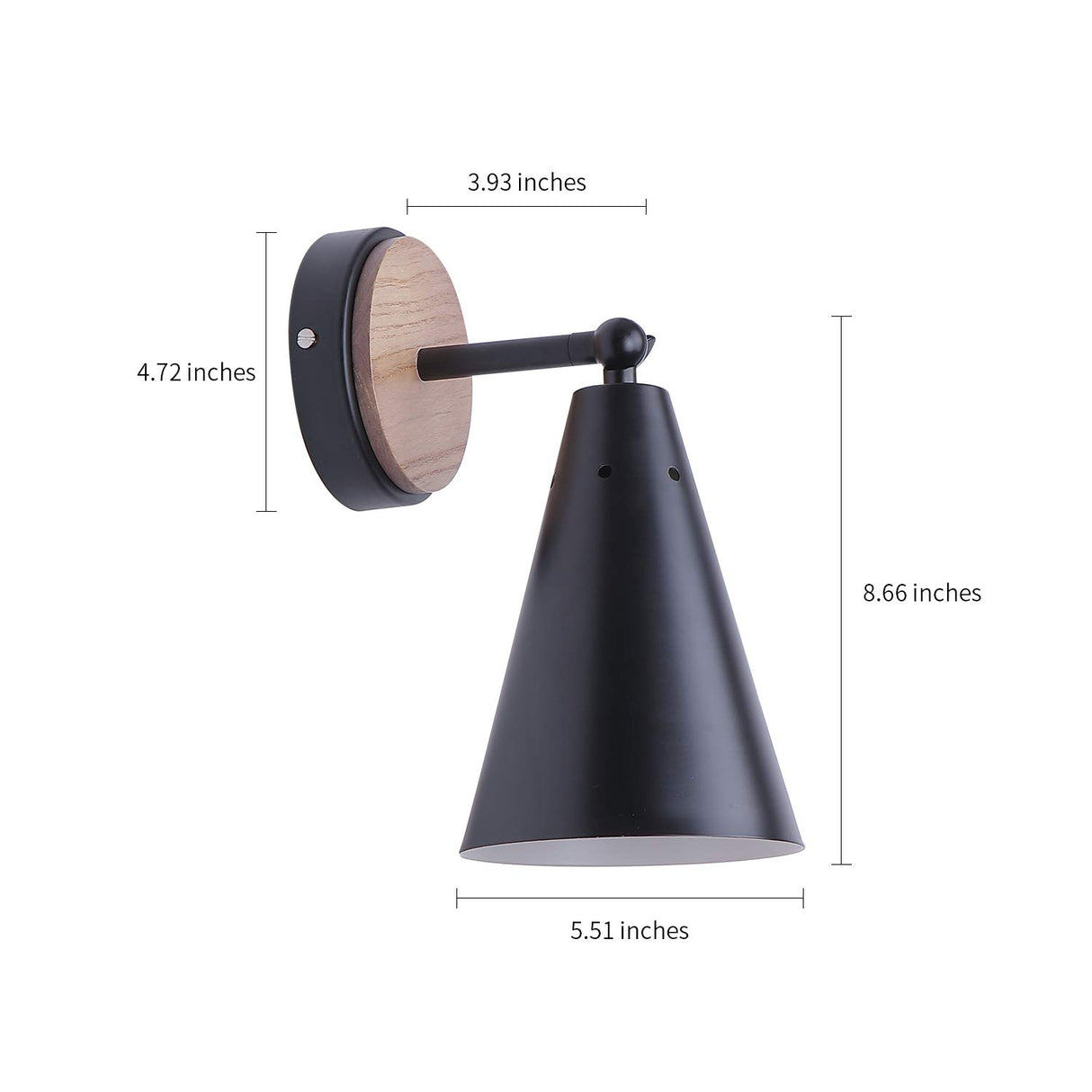 MWZ Rustic Farmhouse Black Metal and Wood Wall Sconce Adjustable Lamp，2 Pack,Rustic Wall Lighting Fixture for Bedroom, Living Room, Headboard, Garage, Porch MWZ