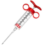Kingsmile Meat Injector, Turkey Injector Syringe - 3 Needles for BBQ Grill, 1oz Meat Injector Syringe, Injector Marinades for Meats, Meat Injectors for Smoking 1 Cleaning Brush Easy to Use & Clean Red Kingsmile