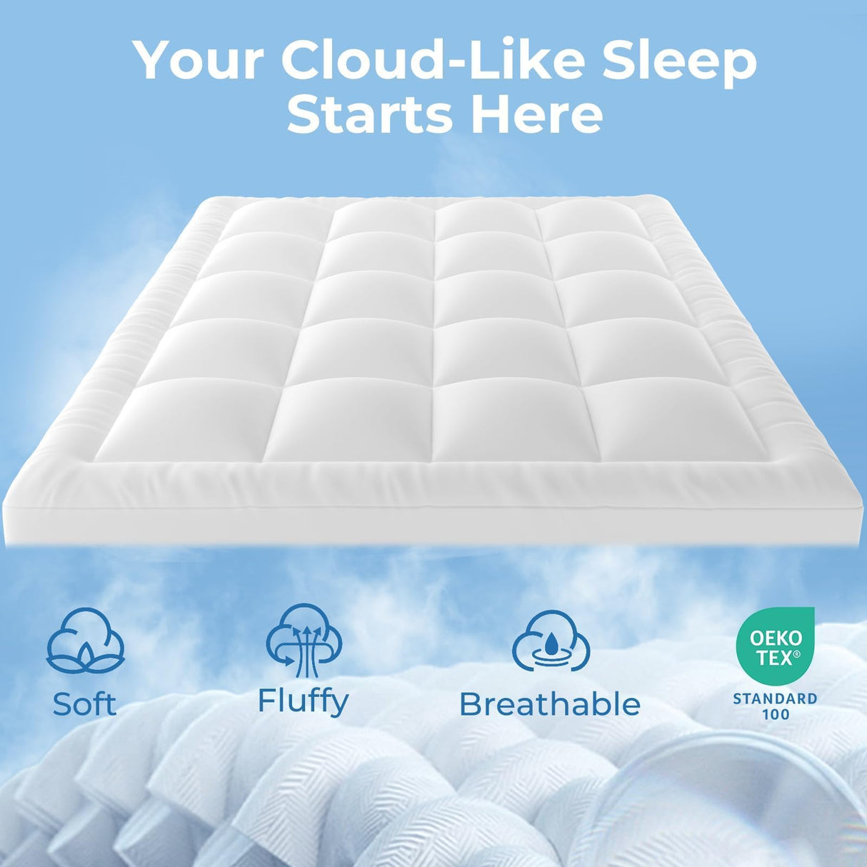 YUGYVOB Queen Mattress Topper -600GSM Extra Thick Cooling & Breathable Mattress Pad with Deep Pocket 8"-21" & Soft Down Alternative Filling, White YUGYVOB