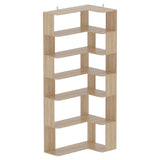 Hitow 6-Tier Wooden Bookcase, L Shaped Geometric Bookshelf, 81.9" H Freestanding Storage Shelf Room Divider, Open Corner Shelf Storage Unit for Living Room Home Office, Beige (35.4" W x 23.6" D)