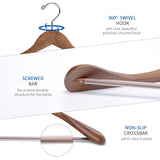 Nature Smile Luxury Wooden Suit Hangers 6 Pack Wood Coat Hangers Jacket Outerwear Shirt Hangers,with Extra-Wide Shoulder, 360 Degree Swivel Hooks & Nature Smile