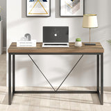 FOLUBAN Modern Home Office Desk, Rustic Wood and Metal Computer Desk, Industrial Study Writing Gaming Table Workstation, Vintage Laptop PC Desk, Oak 47 Inch FOLUBAN