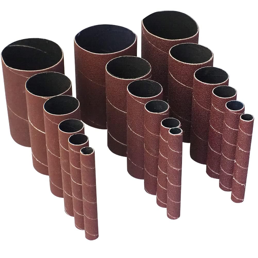 18 Pack Spindle Sander Sleeves, Sanding Sleeves for Oscillating Sander, 80 150 240 Assorted Grit Sandpaper, 4-1/2" Length, 1/2",3/4",1",1-1/2", 2", - WoodArtSupply