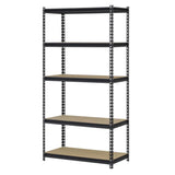 Juggernaut Storage Indoor Outdoor 72 Inch 5 Tier Steel Utility Shelving Unit with Adjustable Shelves for Warehouse, Laundry Room, and Garage, Black Juggernaut Storage