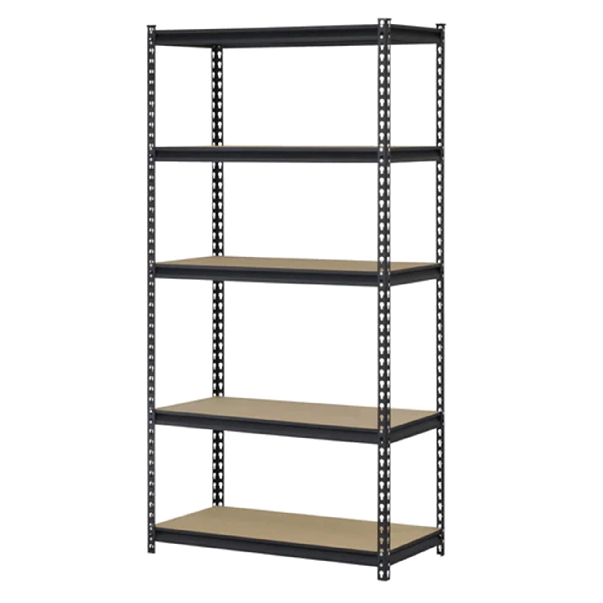 Juggernaut Storage Indoor Outdoor 72 Inch 5 Tier Steel Utility Shelving Unit with Adjustable Shelves for Warehouse, Laundry Room, and Garage, Black - WoodArtSupply