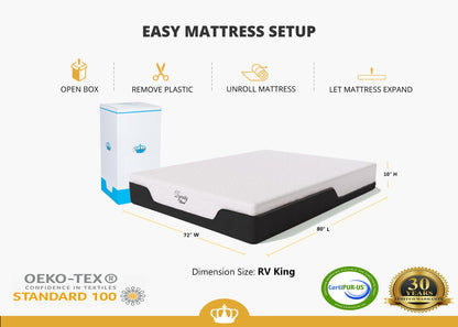 DynastyMattress RV King Mattress 8-Inch CoolBreeze Medium-FirmGel Memory-Foam Mattress for RV Bed, Camper, Pop Up and Trailer