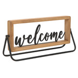 NIKKY HOME Rustic Wooden Home Sign Decorative Cutout Letters Freestanding Block Word Sign Hanging Ornament Table Shelf Decor (Welcome) NIKKY HOME