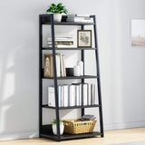 IOTXY 5 Tier Open Bookshelf - Steel and Wood Display Stand, 50CM Width Floor-Standing Bookcase, Black IOTXY