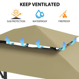 GarveeLife 8'x 5' Grill Gazebo Canopy,Outdoor BBQ Grill Patio Canopy Tent with Led Light/Extra Shadows*2/Bottle Opener/Hanging Hooks for Outdoor/Backyard/Patio/Garden/Beach (Khaki) GarveeLife