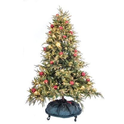 [Upright Tree Storage Bag] - 9 Foot Christmas Tree Storage Bag for Fully Decorated Artificial Trees up to 9 Feet Tall - Keep Your Fake Tree Assembled with Ornaments | Includes Rolling Tree Stand