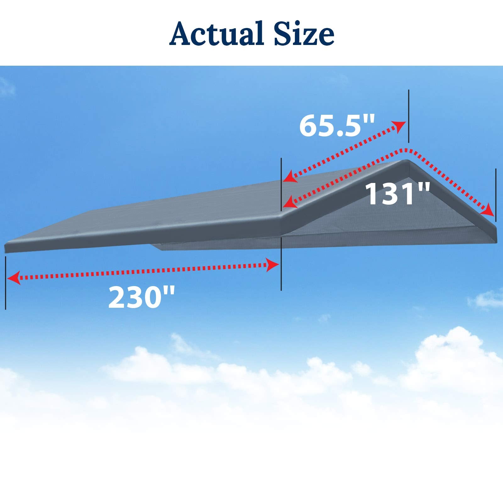 BenefitUSA Canopy ONLY 10'x20' Carport Replacement Canopy Outdoor Tent Garage Top Tarp Shelter Cover w Ball Bungees (Grey) - WoodArtSupply