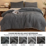LLanCL 3D Jacquard Design Comforter Set, Ultra-Soft Warm Queen Size Sherpa Fur Plush 3-Pieces Sets Luxury Cozy Bedding with 2 Pillowcases (90"x90", Grey) LLanCL