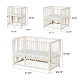 JOYMOR 8-in-1 Convertible Crib with 2" Mattress, Convert from Bassinet, Mid Crib to Full Size Crib, Height Adjustable, Easily Convert to Toddler Bed JOYMOR