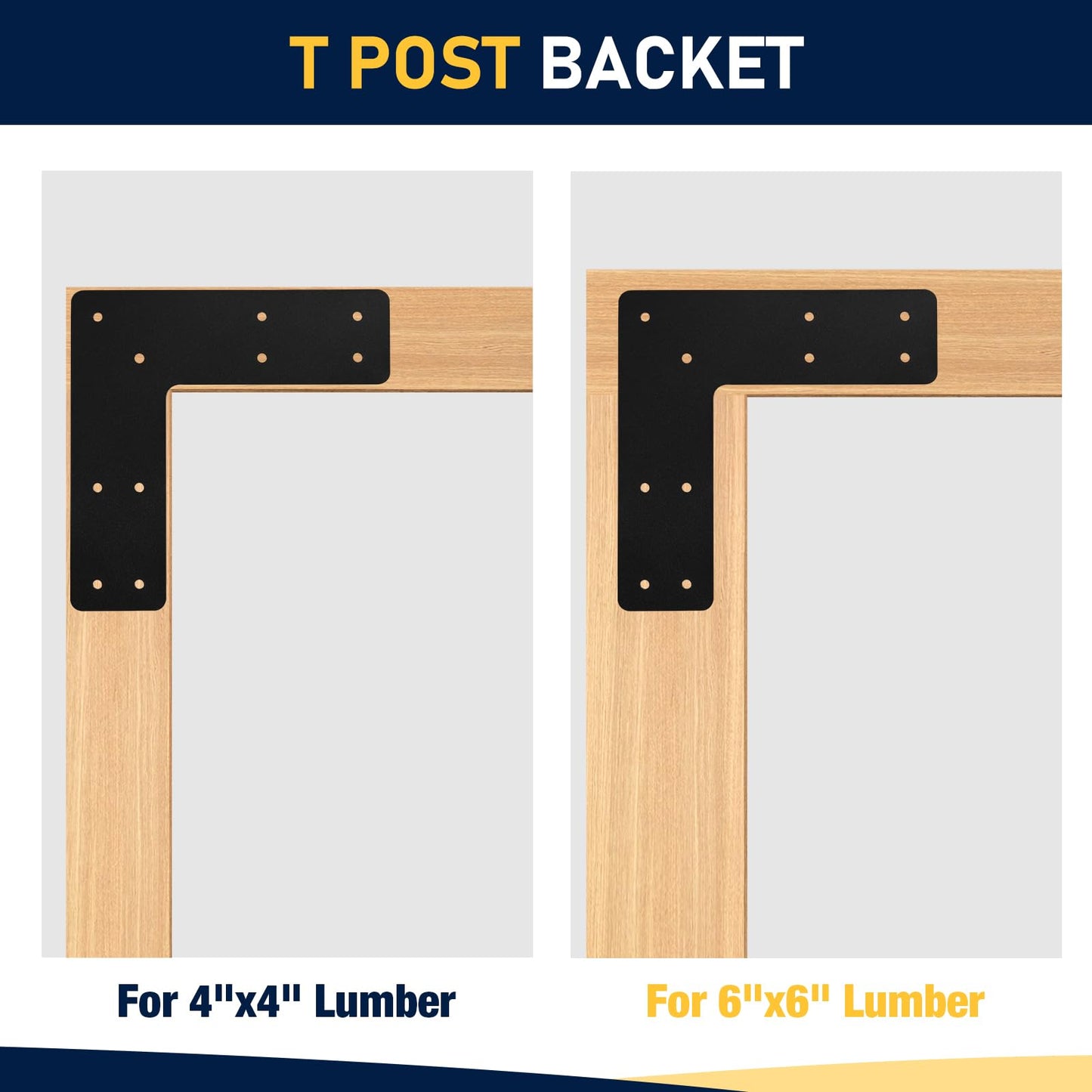 10x10 L Post Bracket 4PCS, L Flat Mending Plate for Wood 4x4,6x6 Lumber, Black Powder Coated Heavy Duty Pergola Brackets,L Beam Bracket, L Truss Bracket,L Shape Post to Beam Connectors…