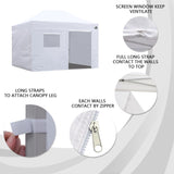 Eurmax USA Full Zippered Walls for 10 x 20 Easy Pop Up Canopy Tent,Enclosure Sidewall Kit with Roller Up Mesh Window and Door 4 Walls ONLY,NOT Including Frame and Top（White） Eurmax