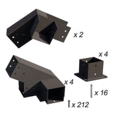 NatureIn Slanted Roof Pergola Brackets 4 x 4–Pergola DIY Bracket kit with Screws for Wood Beams,– Durable Steel Pergola Kit – Ideal for Wood Stand Pergolas, Gazebo, Sheds, Matte Black Coated NatureIn