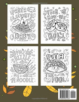 Food Puns Coloring Book: Food Designs with Funny Food Pun Quotes for Adult Relaxation and Stress Relief: Fun Hilarious Puns about Food Coloring Gag Gift Book for Food Lovers WoodArtSupply