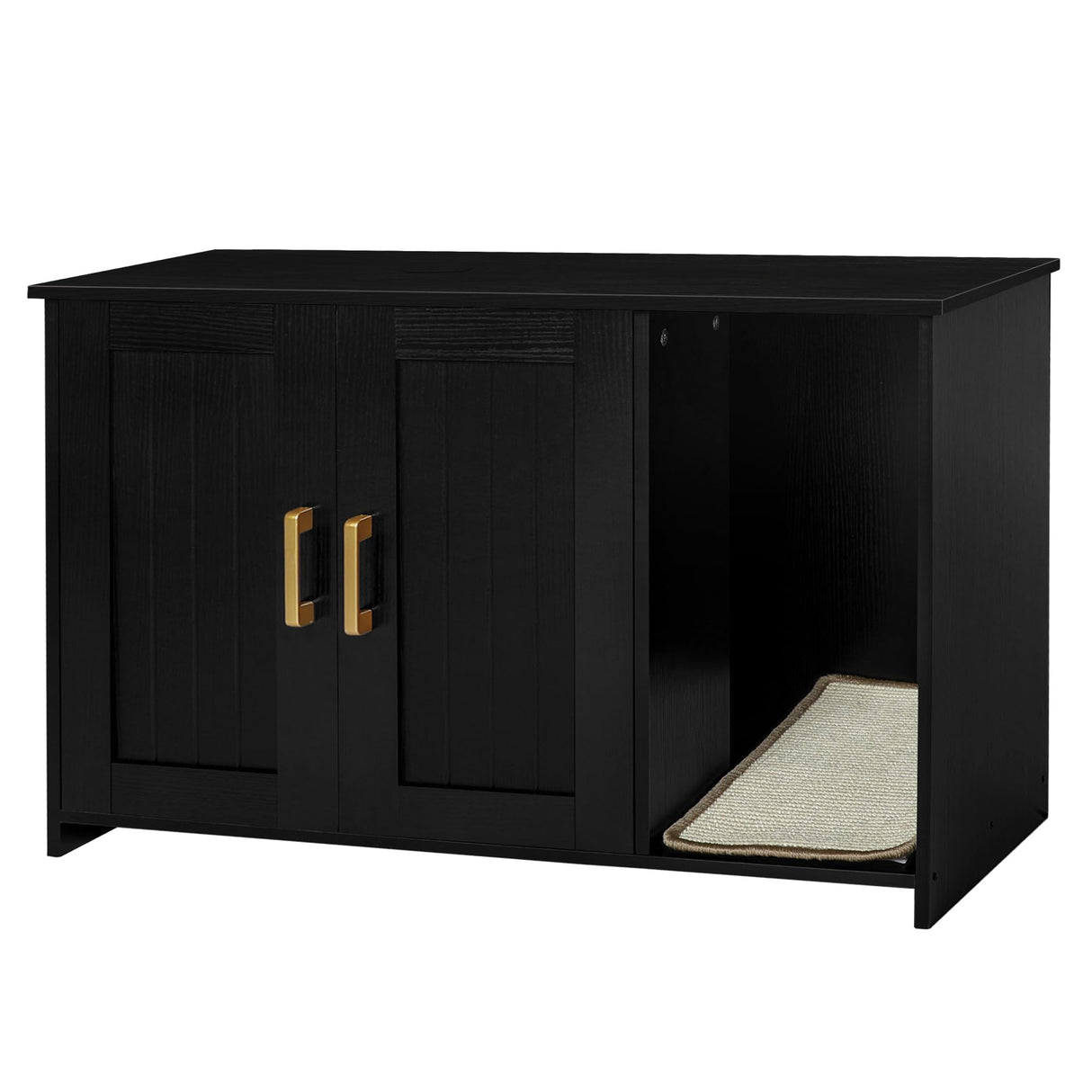 Dwanton Litter Box Enclosure, Cat Litter Box Furniture Hidden, with Scratching Mat, Wooden Cat Washroom Indoor, Fit Most of Litter Box, 31.5" L x 19.7" W x 21.7" H, Black Dwanton