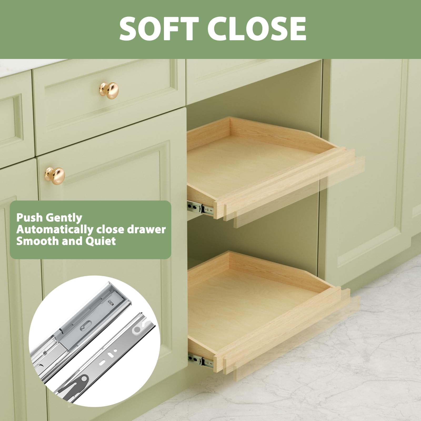 ROOMTEC Soft Close Pull Out Cabinet Organizer 28-1/2" W x 21" D Cabinet Organizer Wood Slide Out Shelves Cabinet Storage and Organizer for Kitchens and Pantry - WoodArtSupply