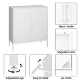 Metal Storage Cabinet with Adjustable Shelves, Steel Buffet Sideboard for Entryway, Living Room, Dining Room, Kitchen, Office, Bar (White) Steehoom