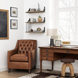 Forbena Set of 3 Floating Wooden Shelves with Black Metal Brackets - Versatile Wall Storage Solution Forbena