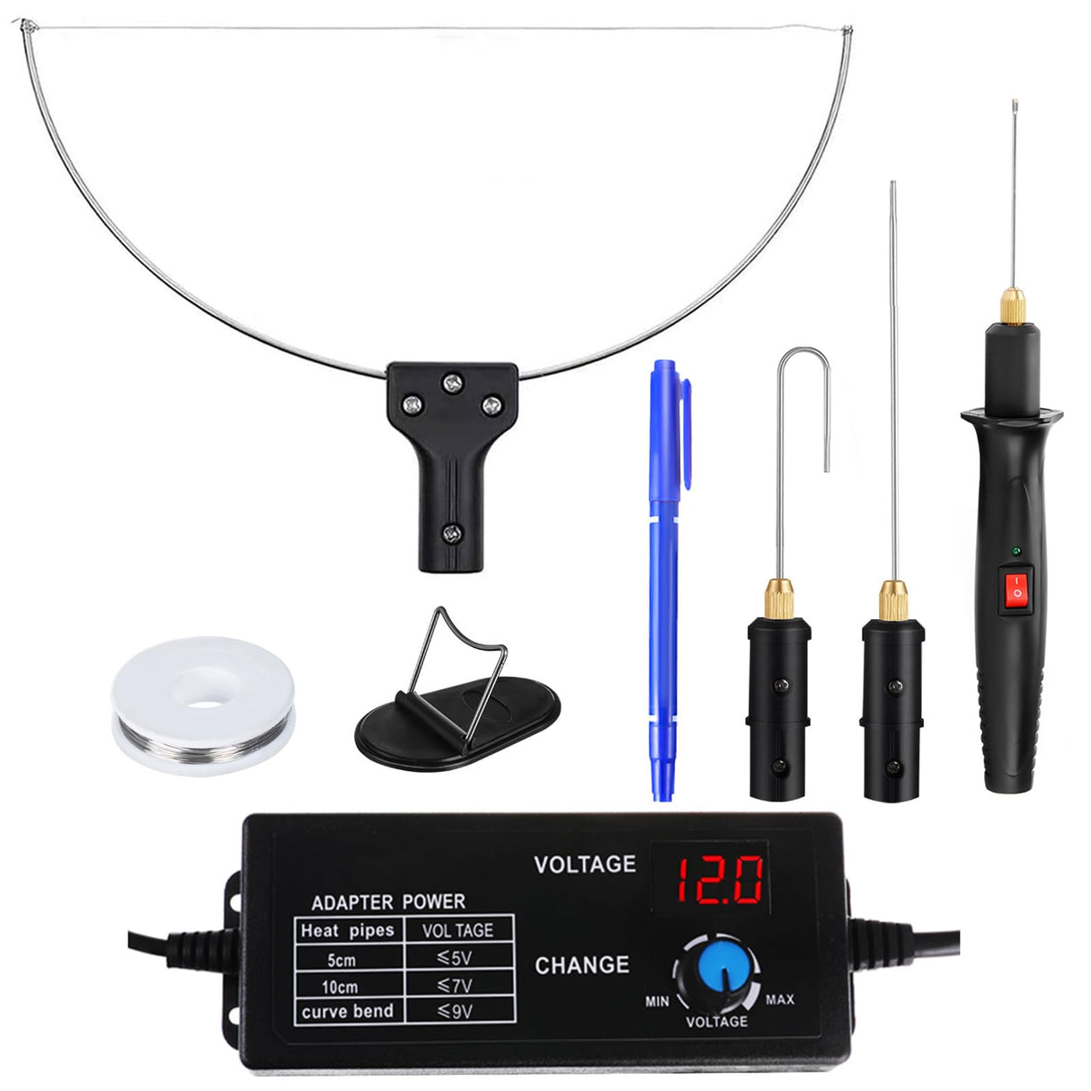 4 in 1 Foam Cutter Set With Digital Voltage Controller, GOCHANGE Electric Cutting Machine Pen Tools Kit, 100-240V /18W Styrofoam Cutting Pen with Electronic Voltage Transformer Adaptor GOCHANGE