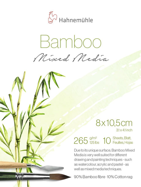 Bamboo Hahnemuhle Mixed Media Block, 265 GSM 10 Sheets - 8 x 10cm Hahnemühle