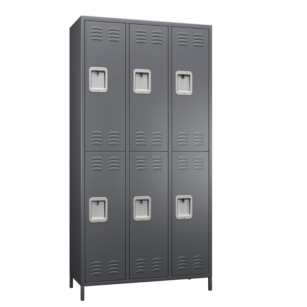 GangMei 6 Doors Metal Storage Locker, 72" H Employees Lockers Storage Cabinet with 12 Hooks, Lockable Steel Locker for Home, Office, Gym, School GangMei