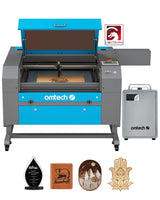 OMTech 100W CO2 Laser Engraver with LightBurn & Water Chiller, 20"x28" Laser Engraving Cutting Machine with 4 Way Pass Through Air Assist Wheels, Industrial Laser Cutter OMTech