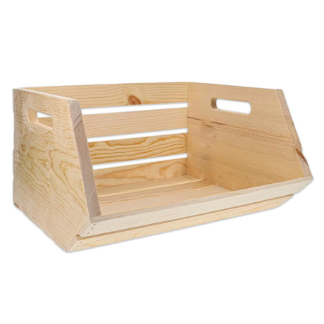 Wilson Wood Unfinished Large Stackable Openfront Pine Crate for Storage and Decoration at Home, Office, Kitchen, Bedroom, and Retail (17.8" x 16" x 9.5") (Set of 3) Wilson