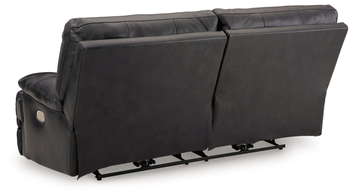 Signature Design by Ashley Mountainous Modern Leather Match Wall Hugger Power Reclining Sofa with Adjustable Headrest and USB Ports, Black Signature Design by Ashley