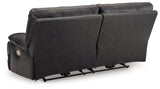 Signature Design by Ashley Mountainous Modern Leather Match Wall Hugger Power Reclining Sofa with Adjustable Headrest and USB Ports, Black Signature Design by Ashley
