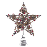 Kurt S. Adler 12-Inch Natural Brown Star Treetop with Berries Tree Topper, Multi Kurt S. Adler