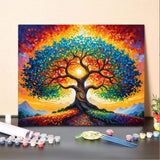 ldazao Tree of Life Paint by Numbers for Adults Beginner Stained Glass Painting Kit Color by Numbers for Adults Canvas DIY Acrylic Adults' Paint-by-Number Kits 20 X 16 Inches ldazao