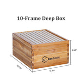 BeeCastle 10-Frames Complete Beehive Kit, 100% Beeswax Coated Bee Hive Includes Beehive Frames and Beeswax Coated Foundation Sheet (2 Layer) BeeCastle