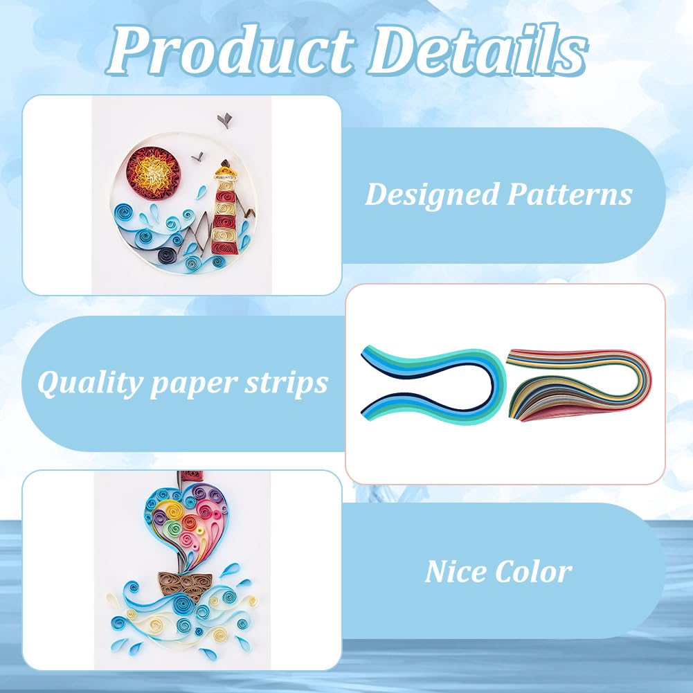 WEBEEDY 20 Sets Paper Quilling Kit for Adults Beginners 5 Styles Lighthouses Boats Waves Love Theme Quilling Greeting Card Making Kit with Instruction Ideal Gift for Sailing Enthusiasts WEBEEDY